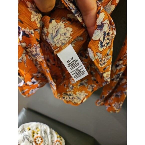 Aeropostle Blouse/shorts One Piece orange Floral Size Small Long Sleeve (A4)‎ - Picture 10 of 10